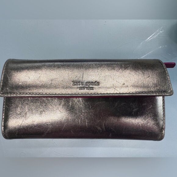 Kate Spade Spencer Bifold Wallet Gold sparkle - Picture 1 of 10